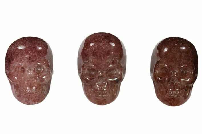 1.5" Polished Strawberry Quartz Crystal Skulls - Photo 1